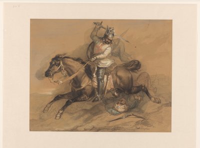 Cavaliere crociato che sconfigge un soldato turco da Theodoor Schaepkens