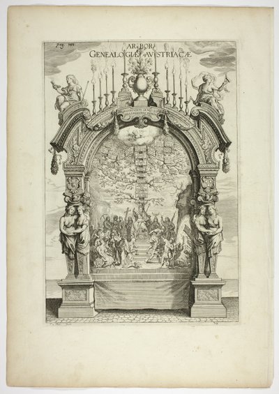 Albero Genealogico della Famiglia Reale Austriaca, tavola 32 da Casperius Gevartius, Pompa Introitus Honori Serenissimi Principis Ferdinandi (Ingresso Trionfale del Serenissimo e Onorevole Cardinale-Infante Ferdinando) da Theodoor van Thulden