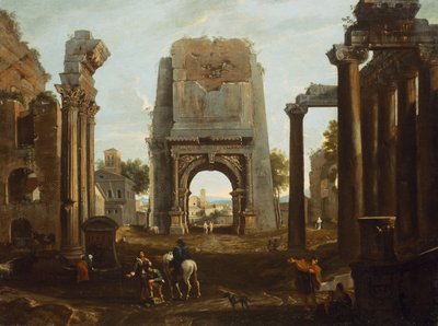 Un capriccio di rovine romane con l
