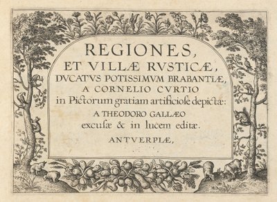 Pagina del titolo per "Regiones et Villae Rusticae" da Theodor Galle