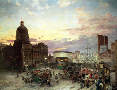 Washington Street, Indianapolis al crepuscolo da Theodor Groll