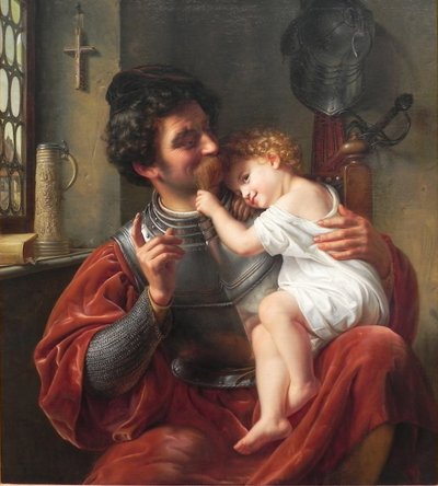 Tedesco: Der Krieger und sein Kind Il guerriero e il suo bambino da Theodor Hildebrandt