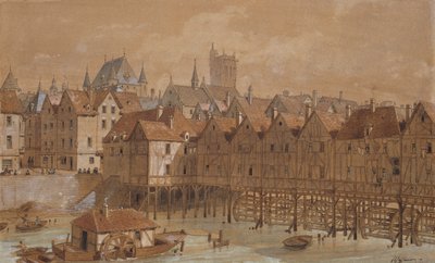 Il Grand Chatelet e il Pont aux Meuniers da Theodor Josef Hubert Hoffbauer