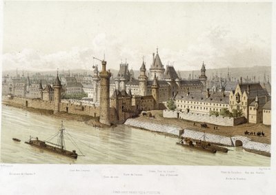 Il Louvre al tempo di Carlo V (circa 1380) - in “Paris from the 13th century to the present day” di Hoffbauer, ed. Firmin Didot & Cie da Theodor Josef Hubert Hoffbauer