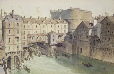Veduta di Petit Chatelet e del Petit Pont nel 1717, illustrazione da 