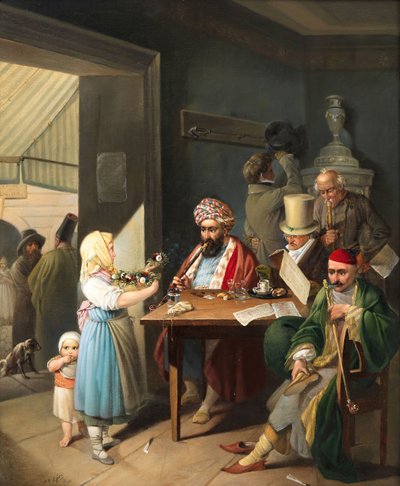 Greci e turchi in una caffetteria viennese, 1824 da Theodor Leopold Weller