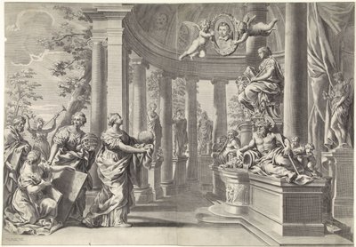 Rappresentazione allegorica: il tempio della saggezza (Sapienza) da Theodor Matham