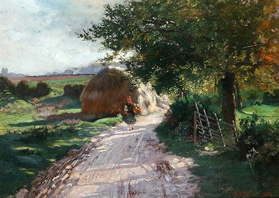 Sentiero rurale con una bambina di Schwalm da Theodor Matthei