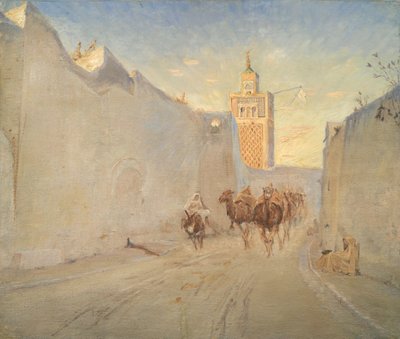 Cammelli in una strada in Tunisia da Theodor Philipsen