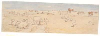 Pecore e oche a Saltholm (bozza per decorazione di una ciotola per punch) da Theodor Philipsen