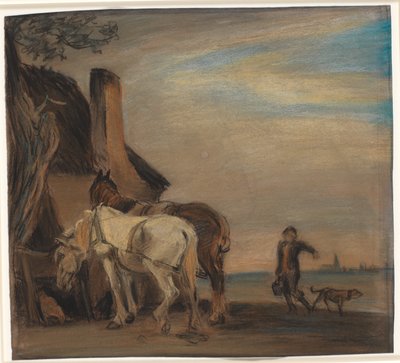 Karl che porta acqua a due cavalli (copia da un dipinto di Paulus Potter al Louvre) da Theodor Philipsen