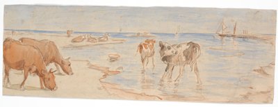 Mucche e Vitelli vicino al Punto di Imbarco a Saltholm (bozza per la decorazione di una ciotola da punch) da Theodor Philipsen