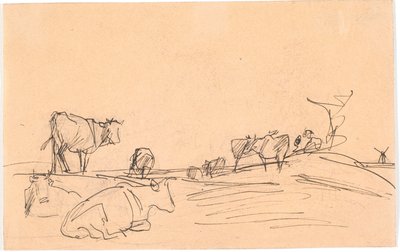 Paesaggio con mucche sdraiate e in piedi da Theodor Philipsen