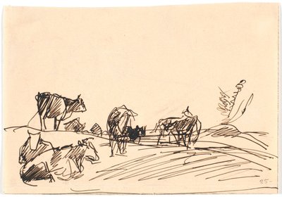 Paesaggio con mucche sdraiate e in piedi da Theodor Philipsen