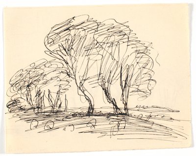 Schizzo di paesaggio con grandi alberi da Theodor Philipsen