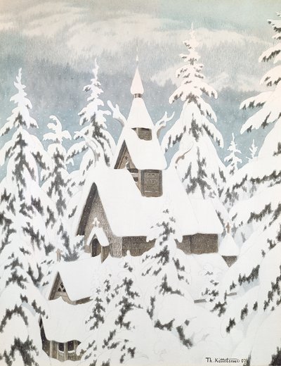 Chiesa nella neve da Theodor Kittelsen