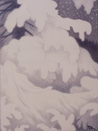 Donna che dorme con perle e lino da Theodor Kittelsen