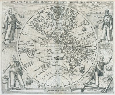 Mappa delle Americhe, 1590-1601 da Theodor de Bry