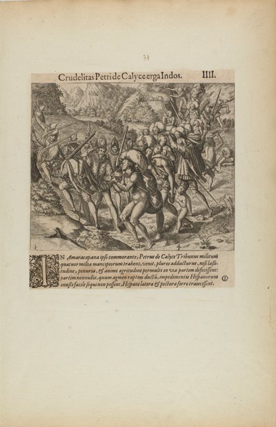 Crudelitas Petride Calyce Erga Indos. III. (dal libro Americae, parte quarta) da Theodor de Bry