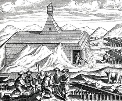 Tagliare un orso al Polo Nord, c.1600 (incisione) da Theodor de Bry