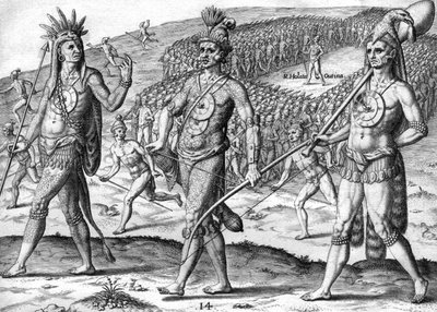 Indiano potano Utina e le sue truppe da Theodor de Bry