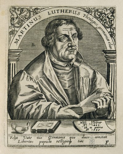 Martin Lutero (1483-1546). Riformatore religioso tedesco. Incisione. Spagna. Madrid. Biblioteca Nazionale da Theodor de Bry
