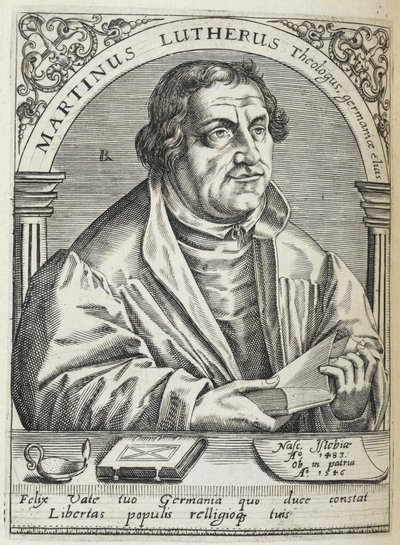 Martin Lutero. (1483-1546). Riformatore religioso tedesco e fondatore della Riforma. Ritratto da Theodor de Bry