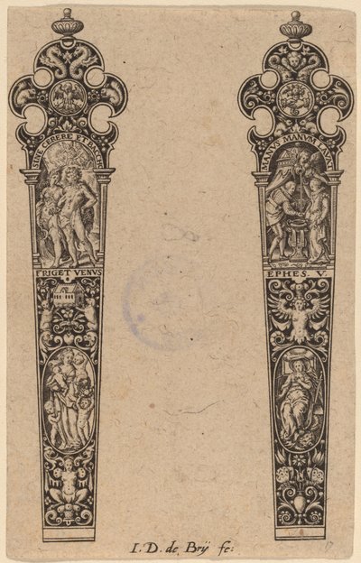 Ornamento per manico di coltello da Theodor de Bry