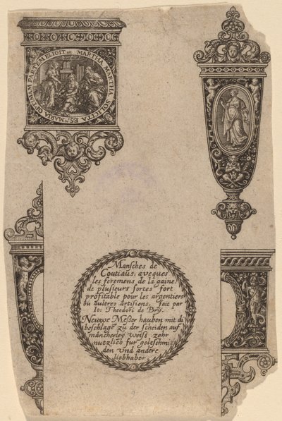 Ornamento per manico di coltello da Theodor de Bry