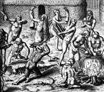 Scena di cannibalismo da Theodor de Bry