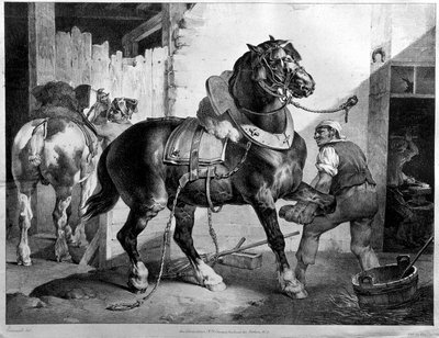 Ferratura di un cavallo da tiro da Theodore (after) Gericault