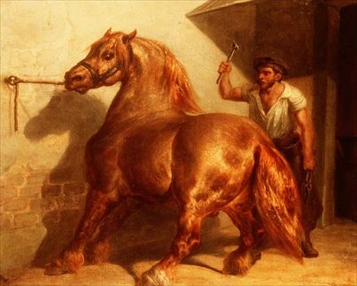 Cavallo da tiro dal maniscalco da Theodore (attr. to) Gericault