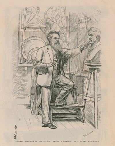 Lo scultore Thomas Woolner al lavoro nel suo studio da Theodore Blake Wirgman