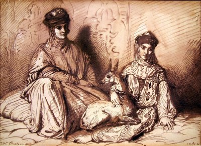Donna araba e ragazza con una gazzella da Théodore Chassériau