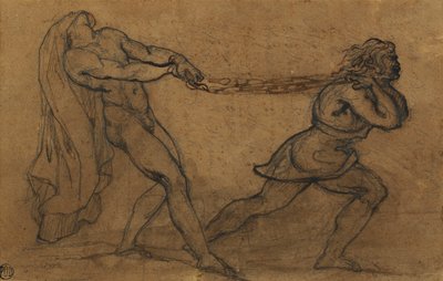Un nudo maschile tirato da un altro maschio da Theodore Gericault