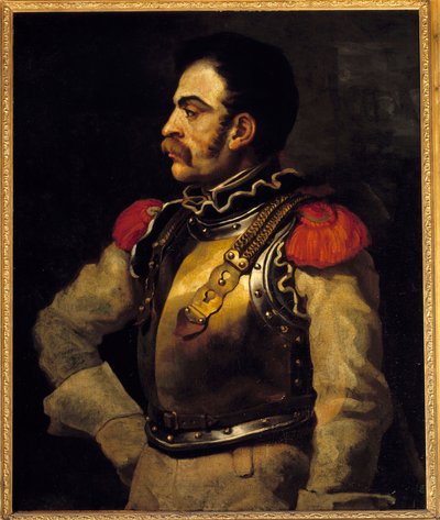 Un fuciliere visto a metà corpo da Theodore Gericault