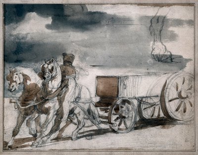 Carrello delle munizioni trainato da due cavalli da Theodore Gericault