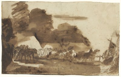 Bivacco con cavalli e soldati da Theodore Gericault
