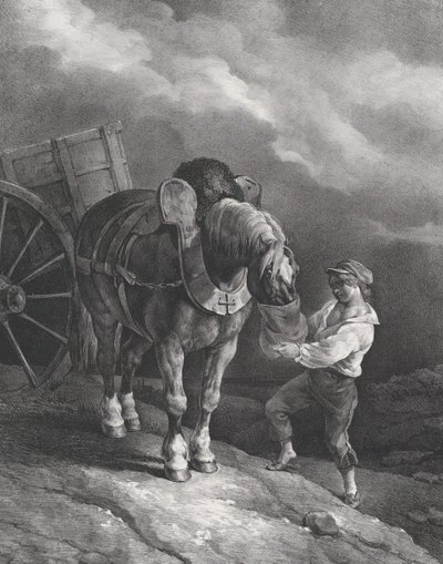 Ragazzo che nutre un cavallo da tiro con una borsa per il naso da Theodore Gericault