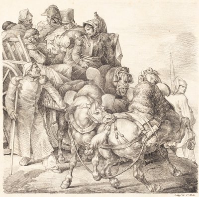 Carro pieno di soldati feriti da Theodore Gericault