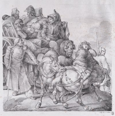 Carro carico di soldati feriti da Theodore Gericault