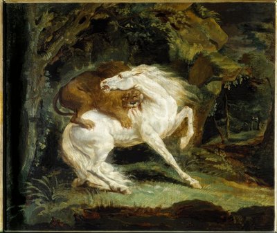 Cavallo attaccato da un leone da Theodore Gericault