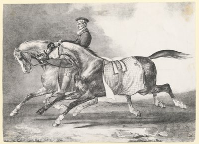 Due cavalli grigi screziati che vengono portati a passeggio (Two Dapple-Grays Being Exercised) da Theodore Gericault