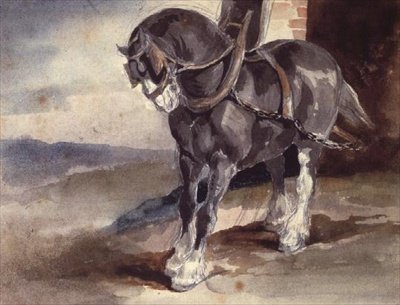 Cavallo da tiro vicino a una casa da Theodore Gericault