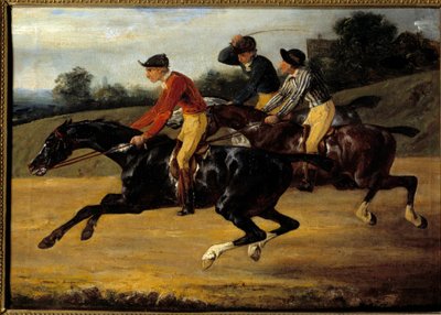 Corsa di cavalli: Cavalli montati a sinistra al galoppo da Theodore Gericault