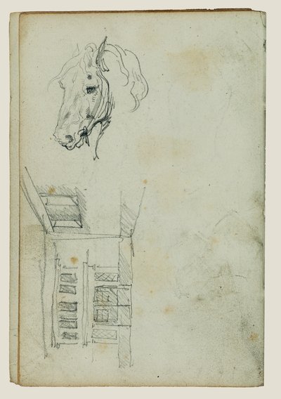 Testa di cavallo, vista di un cortile da Theodore Gericault