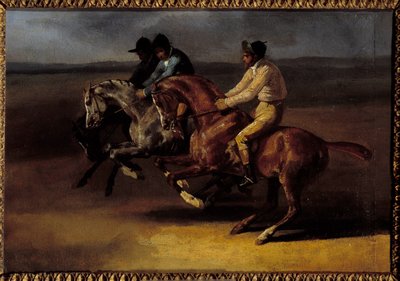 Corsa di cavalli verso sinistra al momento della partenza da Theodore Gericault