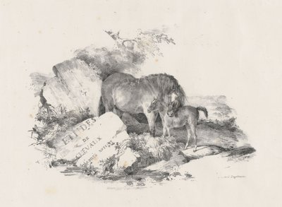 La giumenta e il suo puledro, frontespizio (The Mare and Its Colt, Frontispiece) da Theodore Gericault