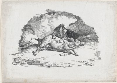 Leone che divora un cavallo da Theodore Gericault