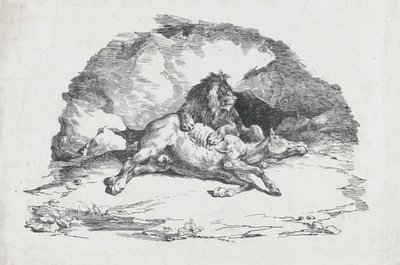 Leone che divora un cavallo, 1818 da Theodore Gericault